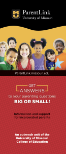 ParentLink Ways to stay in touch with your child Brochure, parenting for incarcerated parents